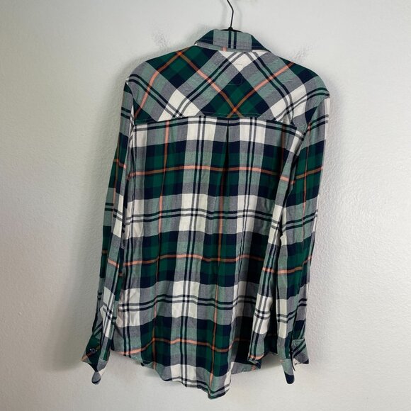 Rails Womens Medium Hunter Forest Navy Stone Plaid Button Up Shirt Long Sleeve - Picture 11 of 12